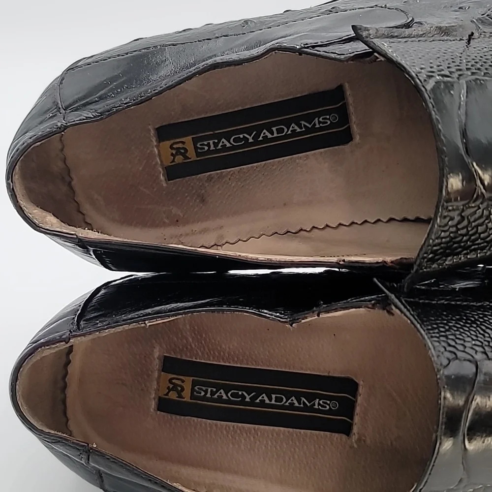 STACY ADAMS sz11 Alligator & Ostrich Leather Loafers Chisel Toe